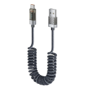 USB C til USB A hurtigopladerkabel 1,8 m 66W 6A fleksibelt fjederkabel med LED-skærm USB 2.0 datakabel 480 Mbps Type-C opladekabel 9