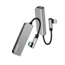 USB-C to 3.5mm Jack and USB-C Adapter for Headphones to Phone Hub with Angled Connector Short Cable Aluminium Alloy and TPE 2