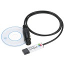 USB DMX rozhraní adaptér z USB A na 3pin DIN délka 106 cm podpora softwaru Freestyle a Windows černé na ovládání LED osvětlení 5
