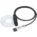 USB DMX rozhranie adaptér z USB A na 3pin DIN dĺžka 106 cm podpora softvéru Freestyle a Windows čierne na ovládanie LED osvetlenia 5