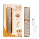 USB dobíjecí zastřihovač obočí a chloupků 12,5 x 2 cm 2v1 omyvatelná hlavice vestavěné světlo zlatý pro ženy 2