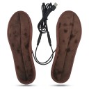 USB Heated Insoles 1 Pair Brown Flannel Electric Foot Warmers 5 V up to 50 °C Washable for Winter Footwear 1