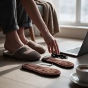 USB Heated Insoles 1 Pair Brown Flannel Electric Foot Warmers 5 V up to 50 °C Washable for Winter Footwear 6