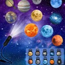 USB LED projektor bolygók és csillagos égbolt 10 cserélhető motívum Nap Föld Hold Szaturnusz Hajlékony kar 360° Fekete A hálószobába 6