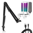 USB-microfoon met gekleurde achtergrondverlichting 192 kHz Touch Mute Flexibele arm Anti-shake houder Anti-hiss filter PC PS5 audio-opname 4