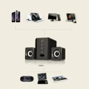 USB mini reproduktory D-202 2.1 soustava se subwooferem Stereo zvuk 3,5 mm jack pro PC notebook tablet Energeticky úsporné provedení 3