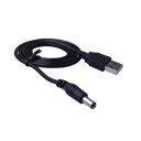 USB til 5V DC strømkabel 5,5 x 2,1 mm 80 cm 3