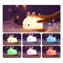 USB újratölthető szilikon RGB LED éjjeli fény nyuszi mintával 16 szín érintésérzékelővel gyerek lámpa hálószobába 3