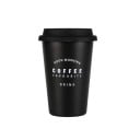 Utazó bögre kávéhoz 350 ml rozsdamentes acélból Szilikon fedél Dekoratív felirat kávémotívummal Méretek 12,5 x 8,8 cm 2