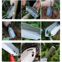 Utomhus multifunktionell spade 6i1 26,5 x 7 cm med såg och mått i svart stål för camping, vandring och överlevnad 6