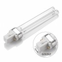 UVC lámpa 9 W 60 V Kétcsöves 165 x 26 mm Átlátszó üveg és fehér foglalat két tüskével Hideg fehér 5500–7000 K G23 foglalatú eszközökbe 3