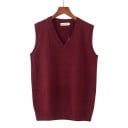 V-nyakú kötött mellény, ujjatlan pulóver, bordás szegéllyel és széles bordás alsó szegéllyel unisex 9