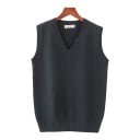 V-nyakú kötött mellény, ujjatlan pulóver, bordás szegéllyel és széles bordás alsó szegéllyel unisex 7