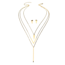 V-Shaped Jewellery Set Women's Geometric Multi-Layered Necklace and Stainless Steel Earrings Elegant Birthday and Christmas Gift 1