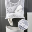 Væghængt netvasketøjskurv 77 x 50 cm polyester hvid med åbning 30 cm vægkurv til vasketøj i badeværelset 2