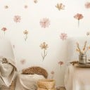 Vægklistermærker blomster 60 x 30 cm Gennemsigtig mat vinyl Delikat blomsterdekoration til indendørs brug Nem anvendelse Dekoration til vægge 1