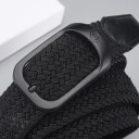 Vævet elastisk bælte unisex 3,3 cm Sort tekstilbælte med metalspænde Fleksibelt modetilbehør til jeans, bukser og shorts 2
