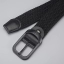 Vævet elastisk bælte unisex 3,3 cm Sort tekstilbælte med metalspænde Fleksibelt modetilbehør til jeans, bukser og shorts 3