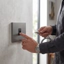 Väggmonterat datakontakt RJ45 för internet och LAN, enkel, metall av rostfritt stål, grå, för inbyggnad i hemmet och kontoret, EU 4