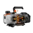 Vakuové čerpadlo chladiva 1/2 HP a 7 CFM 5 Pa 200 ml 1/4" vstup Aku 18 V Hliníkový kryt Stříbrno-černé Na autoklimatizaci a chlazení 4