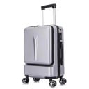 Valise de voyage en coque ABS sur quatre roues doubles Poche avant zippée Poignée rétractable et latérale Séparation intérieure 5