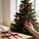 Válogatott karácsonyi díszítő masnik 10 db Dróttal a rögzítéshez 13 x 18 cm Bársonyszalagból Sötétpiros szín Karácsonyfadísz és dekoráció 2
