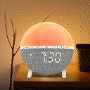 Valoherätys kello auringonnousun simuloinnilla RGB väri valo 7 herätys melodiaa Nukahtamisaika 13 cm halkaisija Harmaa ja valkoinen Yövalo 4