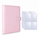Valokuva-album valokuvakorteille 25 vaihdettavaa sivua 4 taskulla 23,3 x 18 cm PU-nahkaa Kiinnitys nauhalla Vaaleanpunainen 5