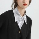 Valse kraag voor dames wit met zwarte strepen Katoenen afneembare kraag Decoratieve kraag voor trui blouse jurk Mode 1