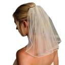 Vălul de nuntă Scurt Unistrat din Tulle cu Pieptene Decorat cu Cristale Mesh Fin Alb Accesoriu Elegant pentru Mireasă 2