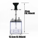 Vandpipe shisha box LED lys og fjernbetjening Én slange Højde 41 cm Gennemsigtig akryl og aluminium Til tobak og smagsstoffer hookah 4