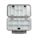 Vandtæt fiskegrejskasse med dobbeltsidet åbning 16 x 9 x 4 cm Robust, bærbar organizer til kroge og lokkemad Holdbar opbevaringskasse til fisketilbehør 4