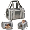 Vandtæt, foldbar bur til katte og små hunde, åndbar, forstærket lynlås, kæledyrstransportør, stofnettransportør til hvalpe og katte, rejsetaske til transport af katte og hunde, 43 x 28 x 28 cm 4
