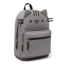 Vandtæt katte rygsæk 42 x 28 x 11 cm i grå farve med ører og fremtrædende skæg samt flere lynlåslommer og et håndtag 1