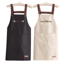 Vandtæt køkkenforklæde 71 x 68 cm med Hello tryk Japansk stil Stor lomme Madlavning Bagning Praktisk komfortabelt forklæde 5