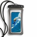 Vandtæt mobilcover 21 x 11 cm gennemsigtigt med lang snor til halsen og lukning med to låse til beskyttelse af smartphone mod vand 8