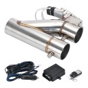 Vanne d'échappement électrique 3" 78 mm avec télécommande Double clapet Y collecteur Cutout Acier inoxydable 304 Moteur 12 V Argenté 1