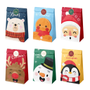 Vánoční dárkové sáčky 24 ks 22 x 12 x 8 cm Retro papírové taštičky s vánočními motivy Samolepky 13,8 x 10,4 cm 6 druhů po 4 kusech 1