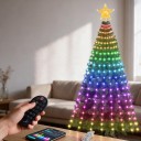 Vánoční osvětlení na stromeček LED vodopád 1,8 m 256 LED RGB Ovládání aplikací i dálkovým ovladačem USB Krytí IP65 S hvězdou na špičku 1