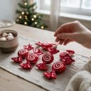 Vánoční ozdoby na stromeček Bonbóny Sada 6 ks 9,5 x 4 cm Lesklé se třpytivou spirálou S provázkem Dekorace na Vánoce 9