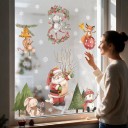 Vánoční samolepky na okna Vícekrát použitelné Santa se zvířátky a sněhulákem Zajíčci liška a myška Bílé sněhové vločky Na sklo i výlohu 1