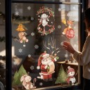 Vánoční samolepky na okna Vícekrát použitelné Santa se zvířátky a sněhulákem Zajíčci liška a myška Bílé sněhové vločky Na sklo i výlohu 2