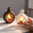 Vánoční svítící ozdoba Lucerna Závěsná 12 x 8,5 cm Kulatá S imitací svíčky Motiv Santa Claus Dekorace na stůl i okno 6