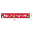 Vánoční venkovní banner 240 x 40 cm Červený se sněhulákem a vánočním stromečkem Odolná dekorace s nápisem Merry Christmas 2