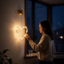 Vánoční Závěsné LED Světlo Srdíčko 17 x 13 cm Na Baterie AAA S Přísavkou Svítící Srdce Teplé Bílé Na Okno Dveře i Na Valentýna 1