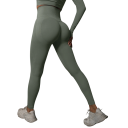 Varrás nélküli, magas derekú, push-up hatású női fitneszleggings, elasztikus sportnadrág edzéshez 5