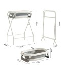 Vasca per bambini 3 in 1 con supporto pieghevole 72 cm struttura in metallo per il bagnetto dei neonati a casa e in bagno 6