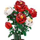 Vase de construction avec des roses rouges et blanches 878 pièces 36 x 20 cm Bouquet pliable Décoration intérieure Kit créatif Décoration florale 2