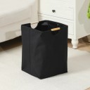 Vaskekurv 30 x 30 x 40 cm sammenfoldelig stof sort med bambushåndtag opbevaringskurv til tøj i badeværelset 3