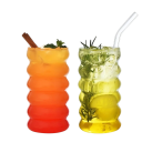Vaso con popote 500 ml 7,2 x 14,9 cm Vaso ondulado para bebidas con popote de vidrio de 21,59 cm Vaso reutilizable 4